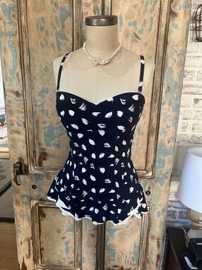 Profile by Gottex Navy and White light as a feather swim suit sz 8